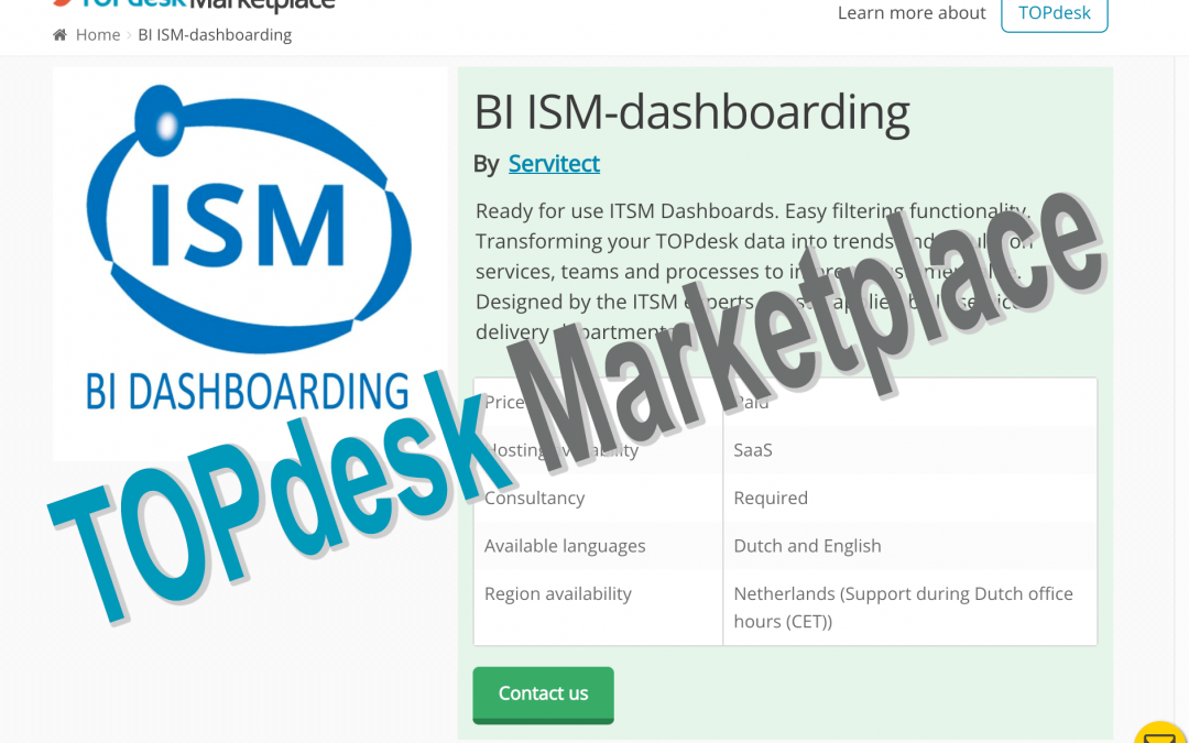 ISM Dashboards nu ook beschikbaar via TOPdesk Marketplace